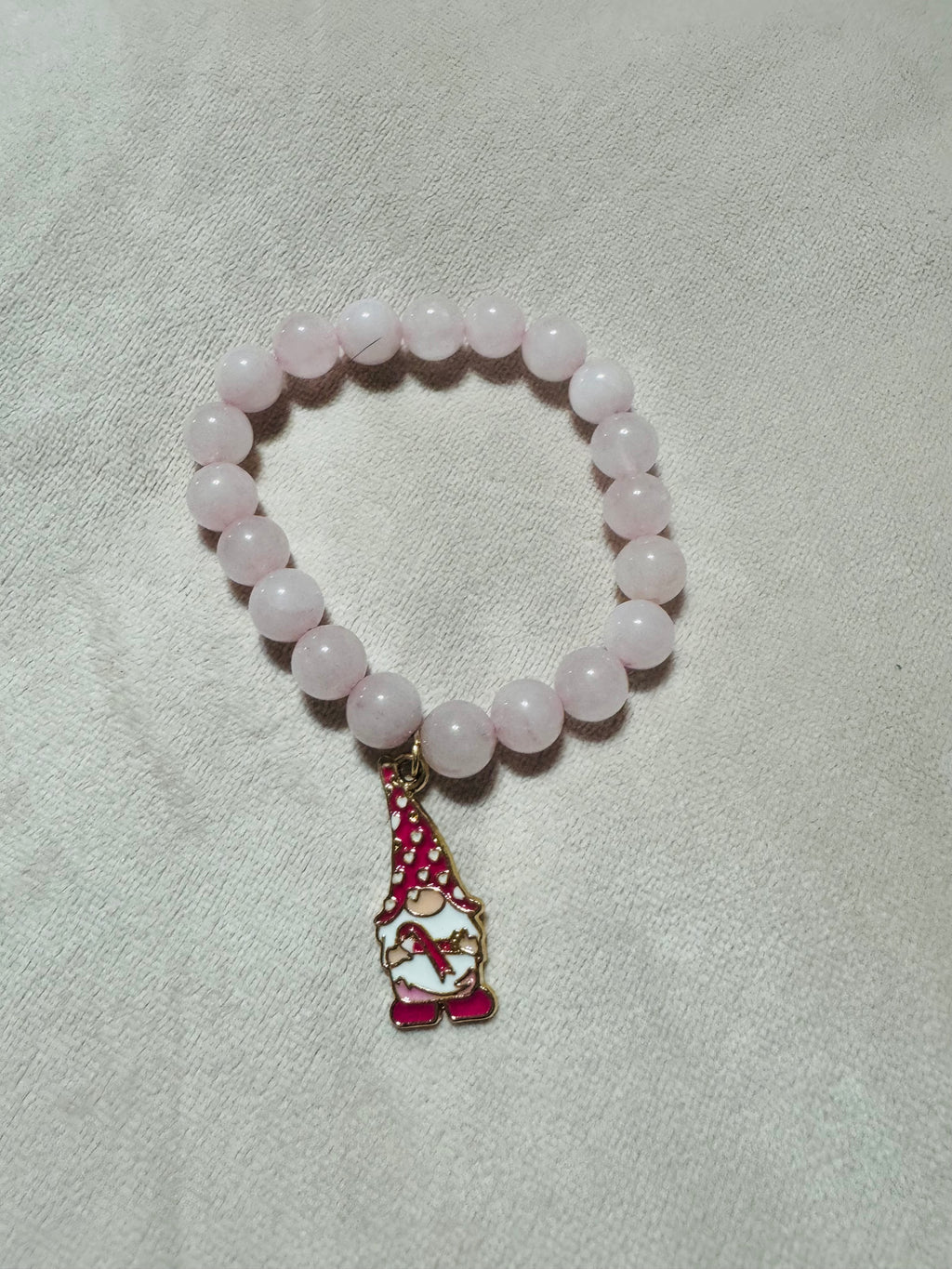Beaded Glass Breast Cancer Bracelets with Charm