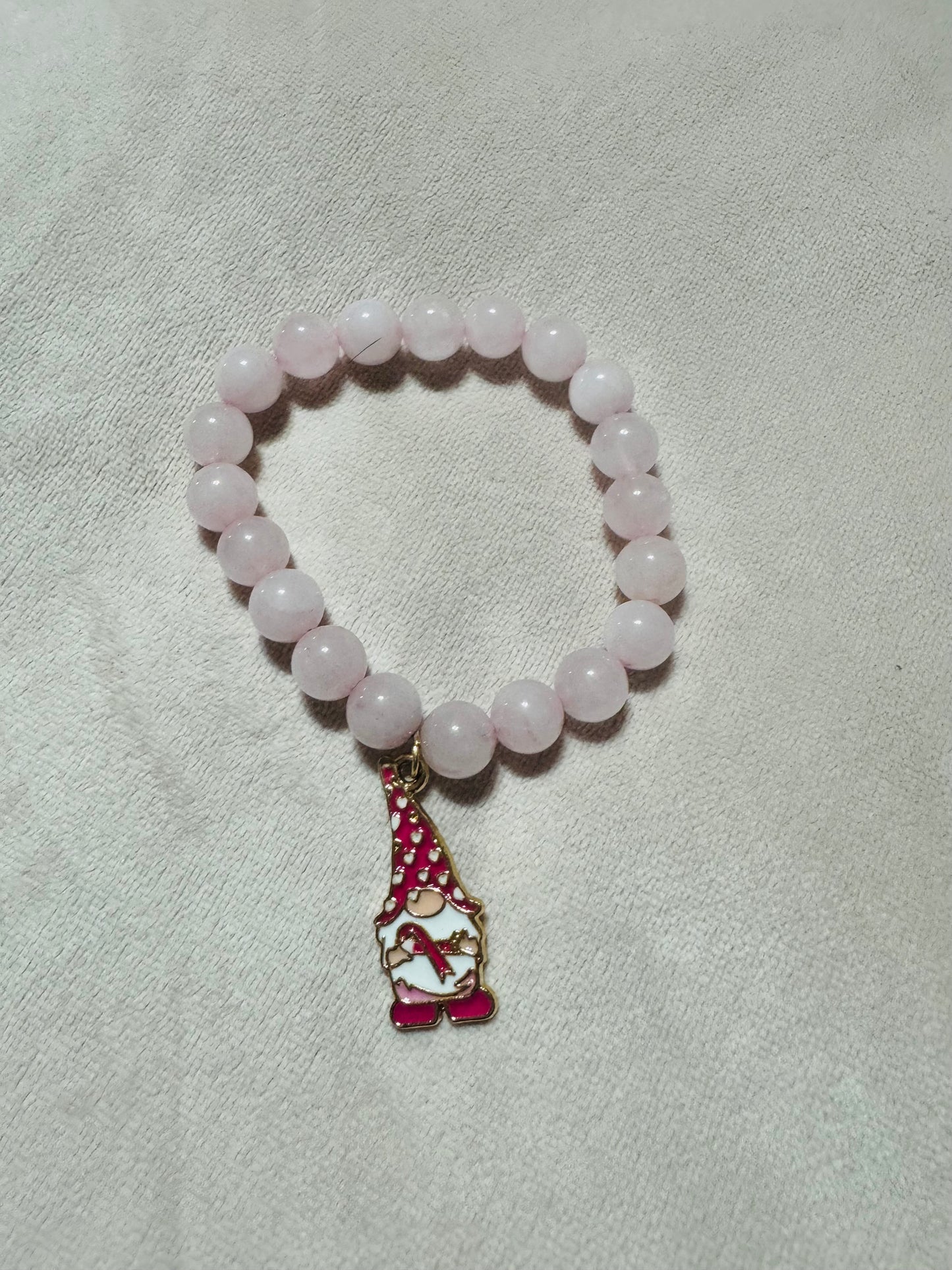 Beaded Glass Breast Cancer Bracelets with Charm